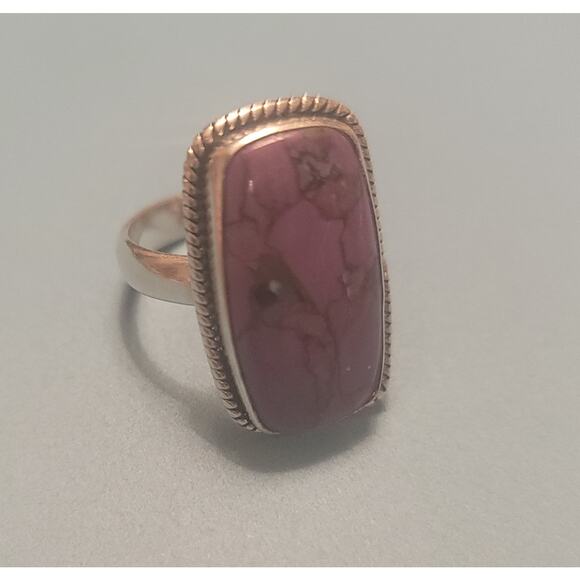 Purple and copper turquoise ring in sterling silver - Picture 4 of 9